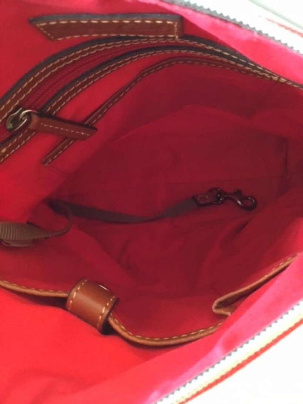 Dooney & Bourke Red Nylon Canvas Crossbody with Leather Trim & Zipper Closure - Picture 11 of 11